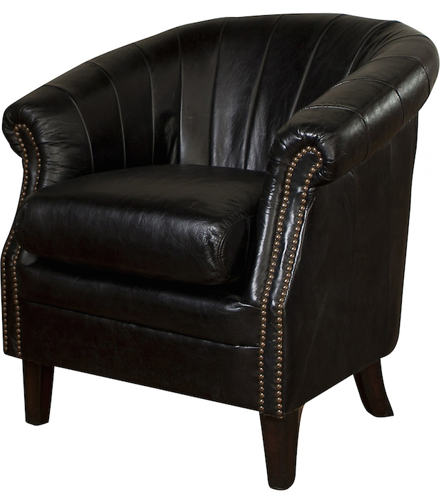 Roosevelt Leather Tub Chair Black