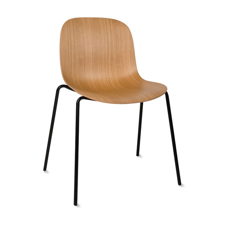 Curve Dining Chair Oak/Black PAIR