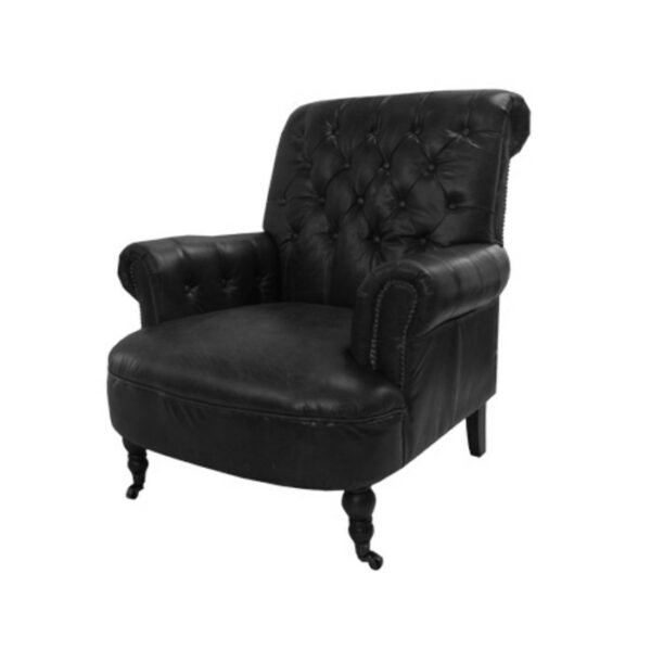 Conrad Black Leather Arm Chair