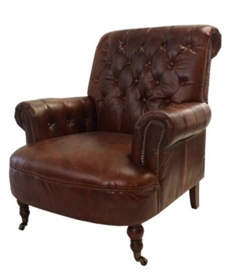 Conrad Brown Leather Library Chair