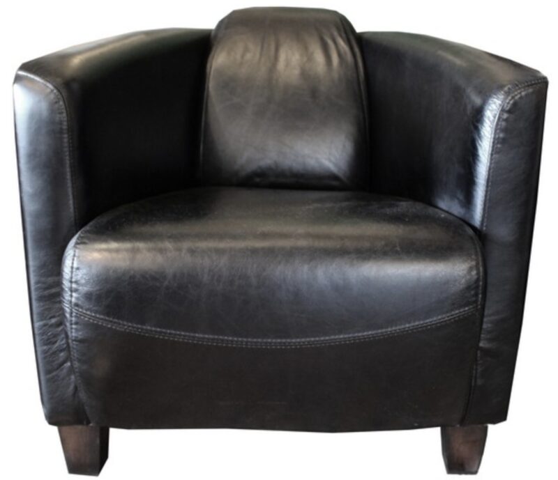 Rocket Leather Tub Chair Black Leather