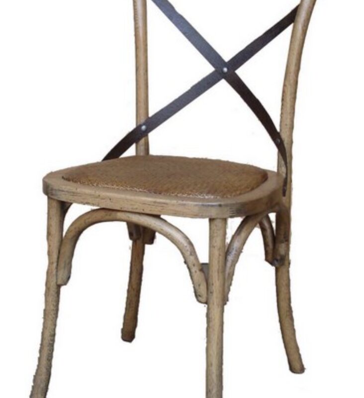 Cross Back Metal Chair Elm