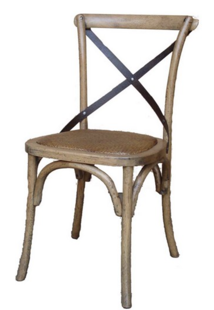 Cross Back Metal Chair Elm