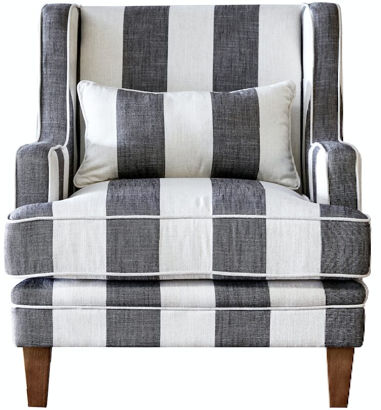 Long Island Grey Striped Arm Chair