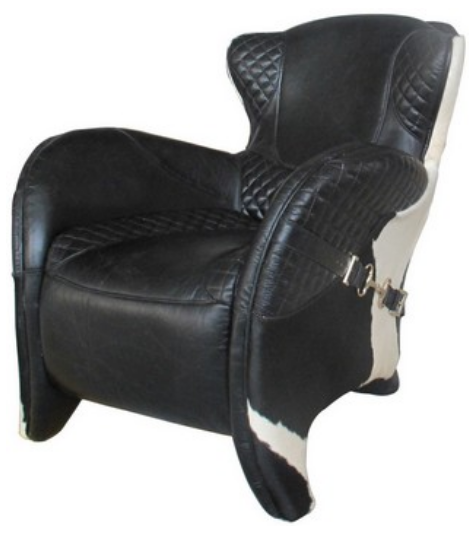 Rodeo Black Leather & Hide Chair