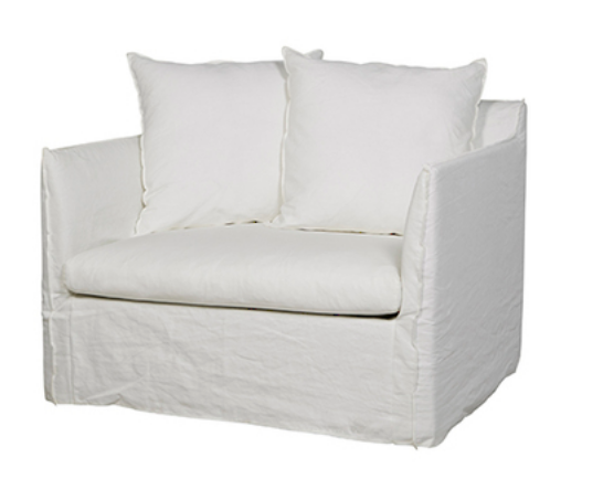 Marcella Slip Cover Arm Chair White Linen