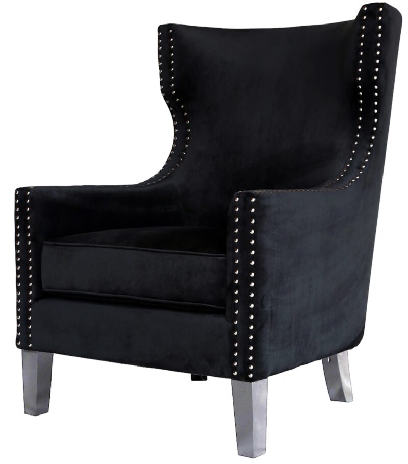 Wilson Wing Chair Black Velvet