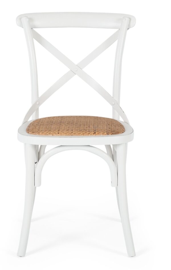 Cross Back Dining Chair White/Natural
