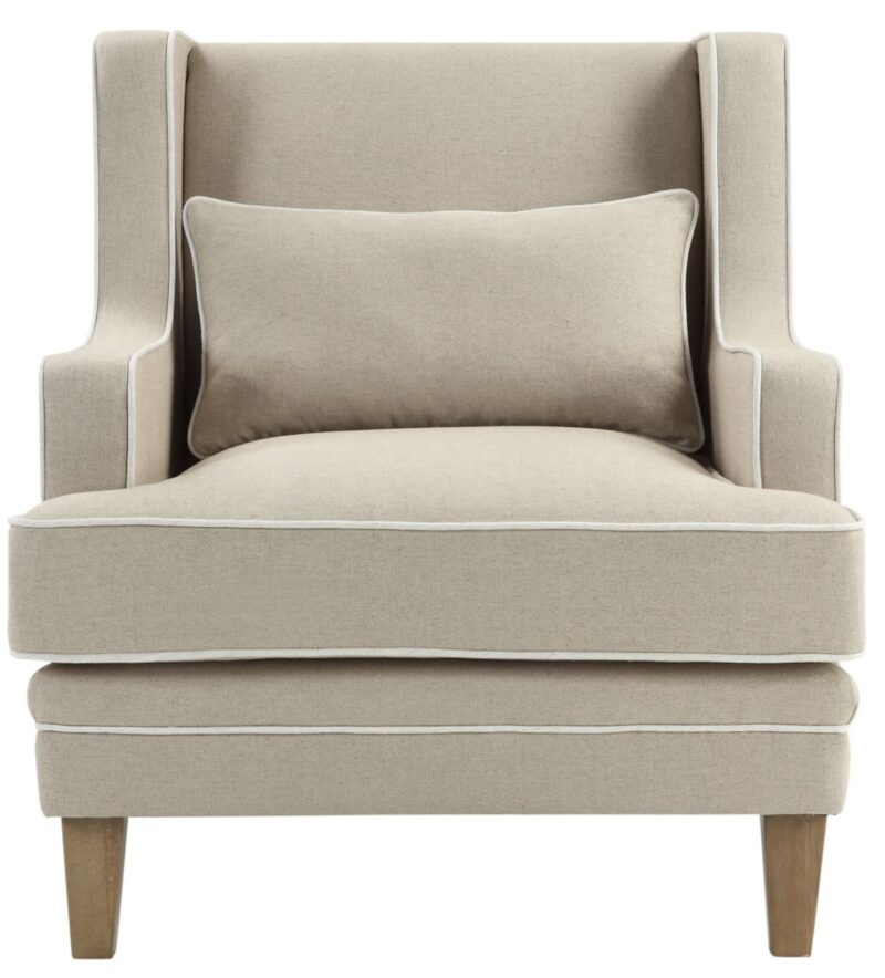 Greenport Armchair Natural with White Piping
