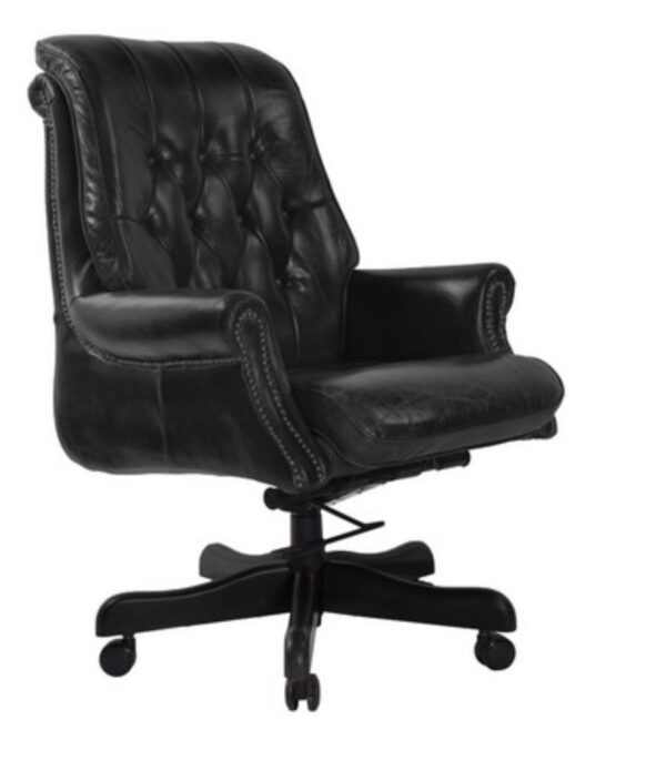 Bankers Buttoned Leather Chair Black