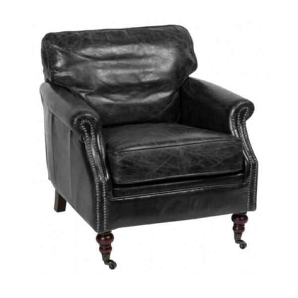 Lancaster Leather Arm Chair Ebony