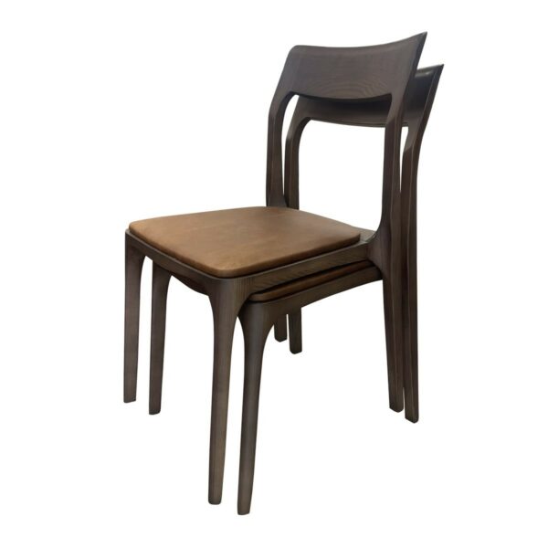 12030 Cooper Stackable Dining Chair Brown Leather Stacked