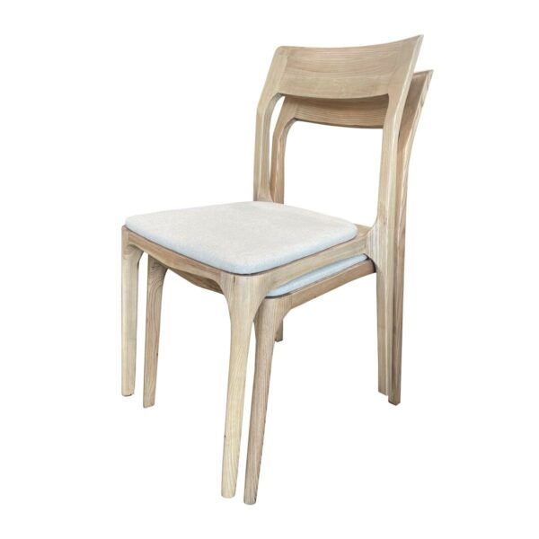 12031 Cooper Stackable Dining Chair Oak Linen Stacked