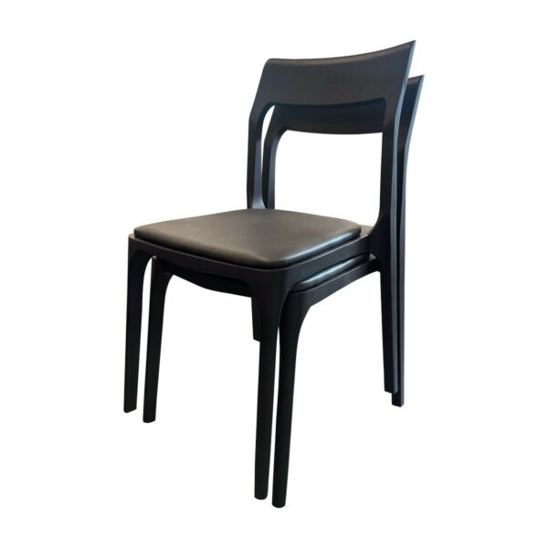 12036 Cooper Stackable Dining Chair Black Leather Stacked